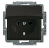 Розетка 220v с крышкой chateau черная ABB Basic 55 2CKA002018A1499