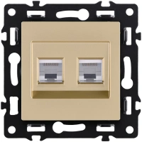 Розетка двойная Ethernet RJ45 Cat.6, золотой Kollinger Asthetik AS-018GD