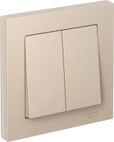 Выключатель 2-клавишный Systeme Electric AtlasDesign, сх.5, 10АХ, в сборе, быстрозажим. клем., ПЕСОЧНЫЙ ATN001252S