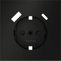 Накладка для розетки с заземлением и защитными шторками, с USB A+C Voltum S70 черный Soft touch пластик (VLS001008)