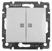 Выключатель двухклавишный с подсветкой 774428 Legrand Valena цвет белый
