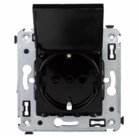 Розетка 220v с крышкой черная DKC Avanti 4402013