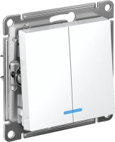 Выключатель 2-клавишный с подсветкой Systeme Electric Atlas Design 10АХ, лотос ATN001353