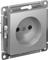 Розетка Systeme Electric AtlasDesign без заземления со шторками, 16А, мех., быстрозажим. клем., АЛЮМИНИЙ ATN000349S