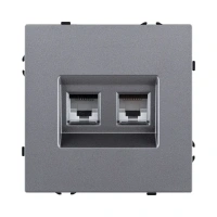 Розетка двойная Ethernet RJ45 Cat.6, серый бархат Brionilux серия Z (ZG018GY)