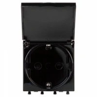 Розетка 220v с крышкой черная DKC Avanti 4402012