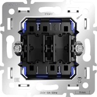 Механизм проходного переключателя двухклавишного 10А Voltum металл (VLS0203M)