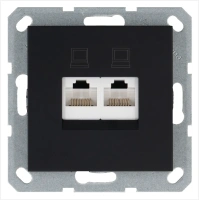 Интернет-розетка RJ45 двойная с накладкой 6 категория, цвет антрацит Jasmart G6108B