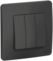Трехклавишный выключатель скрытой установки 10А 250В Systeme Electric Blanca BLNVS100506, Антрацит