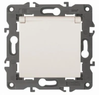 Розетка 220v с крышкой бежевая ЭРА Элеганс 14-2103-02