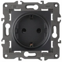 Розетка 220v c/з антрацит ЭРА Элеганс 14-2101-05