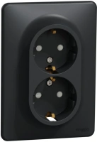 Розетка двойная с заземлением 16А Schneider Electric Sedna Design, антрацит SDD314221