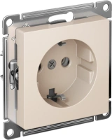 Розетка Systeme Electric AtlasDesign с заземлением без шторок, 16А, мех., быстрозажим. клем., БЕЖЕВЫЙ ATN000243S