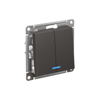 Выключатель 2-клавишный с подсветкой Systeme Electric Atlas Design 10АХ, БАЗАЛЬТ ATN001453