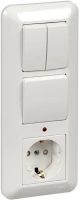 Блок розетки с выключателем Systeme Electric Blanca С/У с зазем. + 1-клав. + 2-клав, БЕЛЫЙ, опт.уп. BK2VR-008A-B