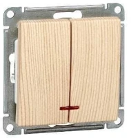Выключатель 2-клавишный с подсветкой Systeme Electric (Schneider Electric) W59, сосна VS510-251-7-86