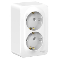 Розетка двойная с заземляющим контактом и шторками с изолирующей пластиной 16A 250В Systeme Electric Blanca BLNRA011211, БЕЛЫЙ
