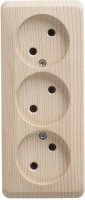 Розетка тройная без заземления 16А Systeme Electric Etude, сосна PA16-009D