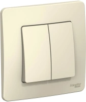 Двухклавишный выключатель (cх.5) скрытой установки 10А 250В Systeme Electric Blanca BLNVS010502, Молочный