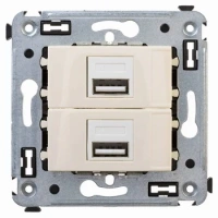 USB зарядка2 порта тип А 2100х2 mA ванильная дымка DKC Avanti 4405543