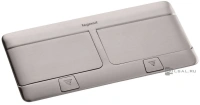 Выдвижной розеточный блок Legrand Mosaic, DLP IP 40, напольная, для столов и мебели, 4 поста, 4+4 модуля, цвет - нержавеющая сталь