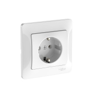Розетка Systeme Electric Glossa с заземлением без шторок, 16А, в сборе, быстрозажим. клем., БЕЛЫЙ GSL000142S