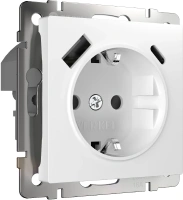 Розетка с заземлением, шторками и USB тип A+C белый Werkel  W1171701