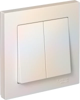 Выключатель 2-клавишный Systeme Electric AtlasDesign, сх.5, 10АХ, в сборе, быстрозажим. клем., ЖЕМЧУГ ATN000452S
