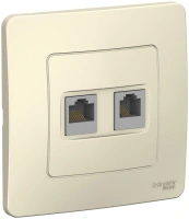 Розетка компьютерная RJ45 скрытой установки двойная: компьютерная RJ45, кат.5E + телефонная RJ11 Systeme Electric Blanca, Молочный, BLNIS045112
