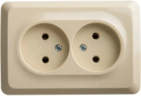 Розетка двойная угловая без заземления 16А Systeme Electric Etude, кремовый PA16-105K