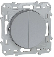 Переключатель 2-клавишный Odace Schneider Electric алюминий S53R213