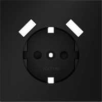 Накладка для розетки с заземлением и защитными шторками, с USB A+A Voltum S70 черный Soft touch пластик (VLS000908)