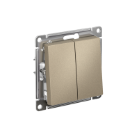 Переключатель 2-клавишный Systeme Electric AtlasDesign, сх.6+6, 10АХ, мех., быстрозажим. клем., ШАМПАНЬ ATN000565S