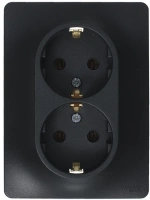 Розетка двойная с заземлением 16А Systeme Electric Glossa, антрацит GSL000724