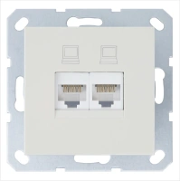 Интернет-розетка RJ45 двойная с накладкой 6 категория, цвет слоновая кость Jasmart G6108V