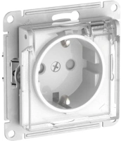 Розетка Systeme Electric AtlasDesign AQUA с зазем. со шт. с прозрач. крыш,16А,IP44, мех., быстрозажим. клем., БЕЛЫЙ ATN440146S