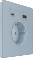 Розетка С/У с ЗК и зар.устр.USB А+С 20Вт (250В, 16А, защит.шторки), Стальное небо Systeme Electric Infinity (FSE001132)
