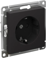 Розетка Systeme Electric AtlasDesign с заземлением со шторками, 16А, механизм, быстрозажим. клем., КАРБОН ATN001045S