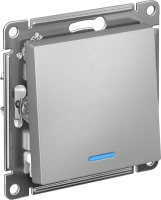 Выключатель 1-клавишный Systeme Electric AtlasDesign с подсветкой, сх.6а, 10АХ, мех., быстрозажим. клем., АЛЮМИНИЙ ATN000363S