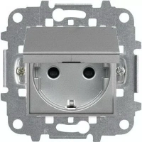 Розетка 220v с крышкой и шторками серебряная ABB Zenit 2CLA228810N1301|2CLA227190N1001