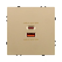 Розетка USB A+C 65W, золотой бархат Brionilux серия Z (ZG024GD)