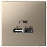 Высокоскоростная розетка USB А+С Systeme Electric ArtGallery шампань GAL000529