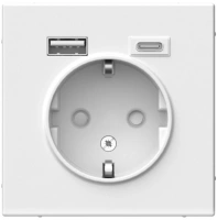 Розетка 16А с заземлением и шторками с 2 USB A+Type-C Systeme Electric ArtGallery, лотос  GAL001332