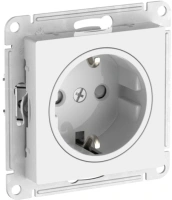 Розетка Systeme Electric AtlasDesign ART с заземлением со шторками, 16А, механизм, быстрозажим. клем., БЕЛЫЙ ATN200145S