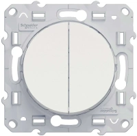 Выключатель двухклавишный проходной 10 AX Odace Schneider Electric белый S52R213