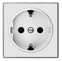 Розетка 220v c/з и шторками белый ABB Sky Niessen 2CLA818800A1001|2CLA858800A1101