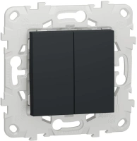 Выключатель 2-клавишный схема 5 Unica NEW Schneider Electric антрацит NU521154