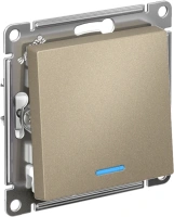 Выключатель 1-клавишный Systeme Electric AtlasDesign с подсветкой, сх.6а, 10АХ, мех., быстрозажим. клем., ШАМПАНЬ ATN000563S