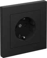 Розетка Systeme Electric AtlasDesign с заземлением со шторками, 16А, в сборе, быстрозажим. клем., КАРБОН ATN001044S