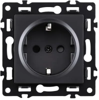 Розетка штепсельная 16A/250 В, со шторкой черный бархат Brionilux серия G Plast (GP66010BK)